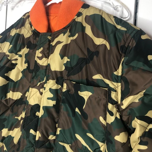 New Robert Graham Reversible Puffer Jacket Orange and Camo - Picture 7 of 14